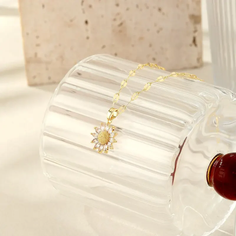 Dainty Sunflower Necklace - Image 6