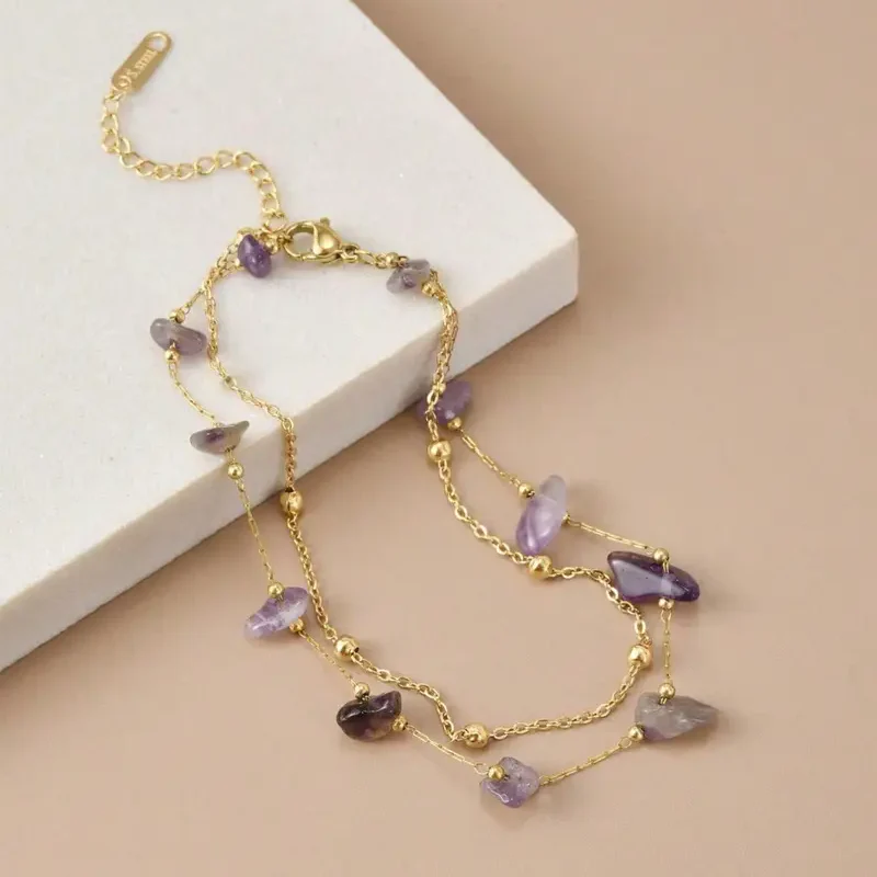 Double Layer Natural Stone Anklet - Image 2