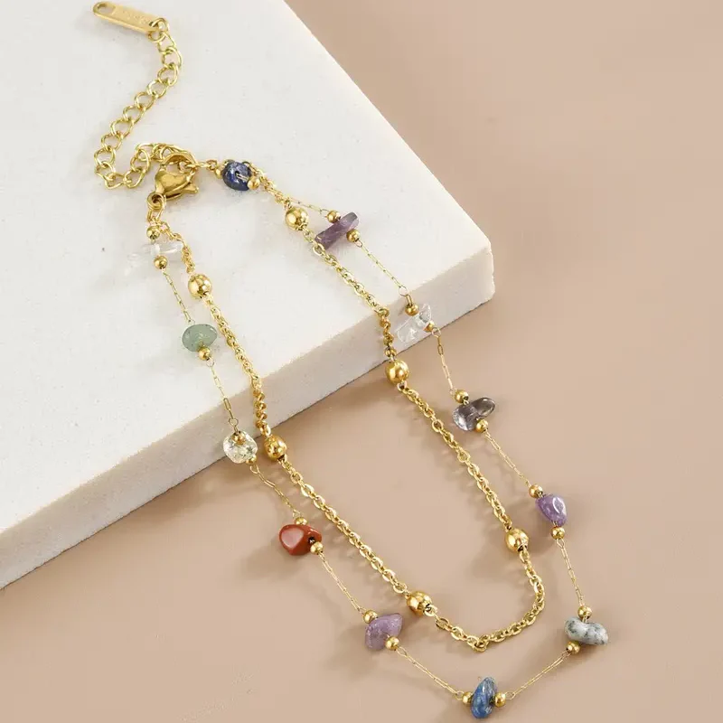 Double Layer Natural Stone Anklet - Image 3