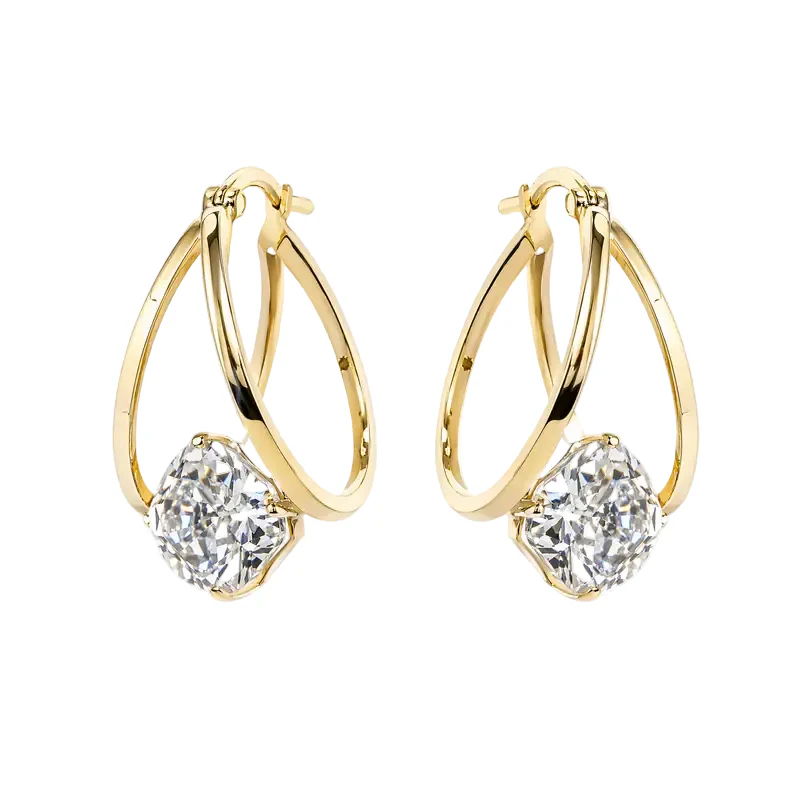 Double Loop Zircon Earrings