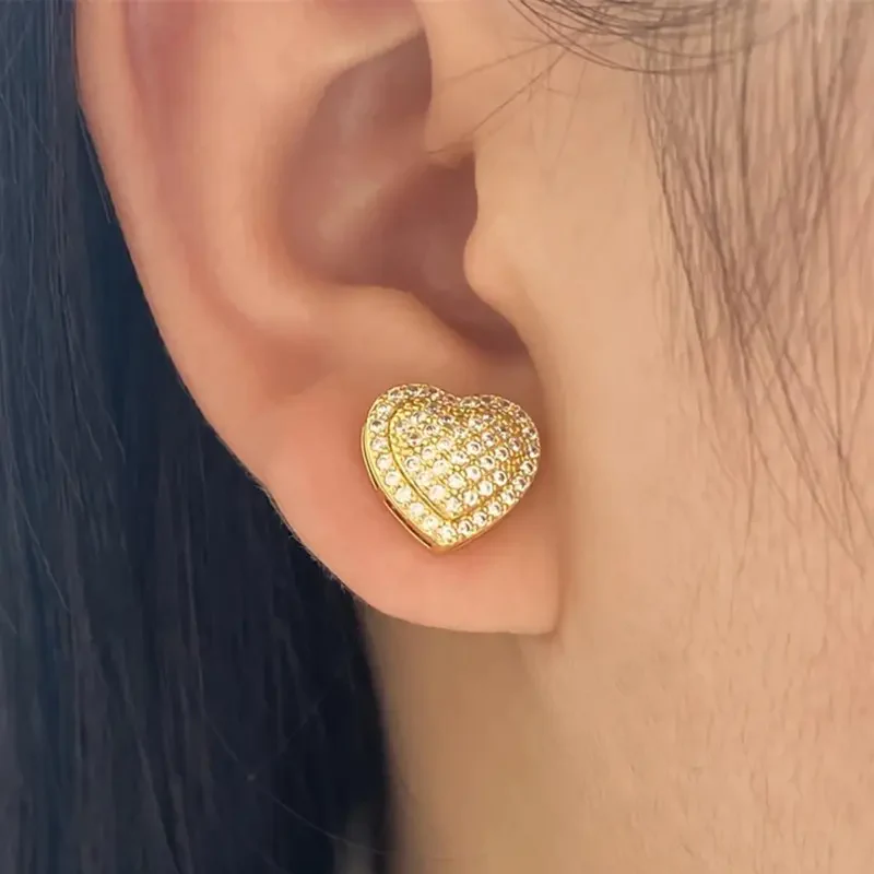 Elegant Heart Stud Earrings - Image 3