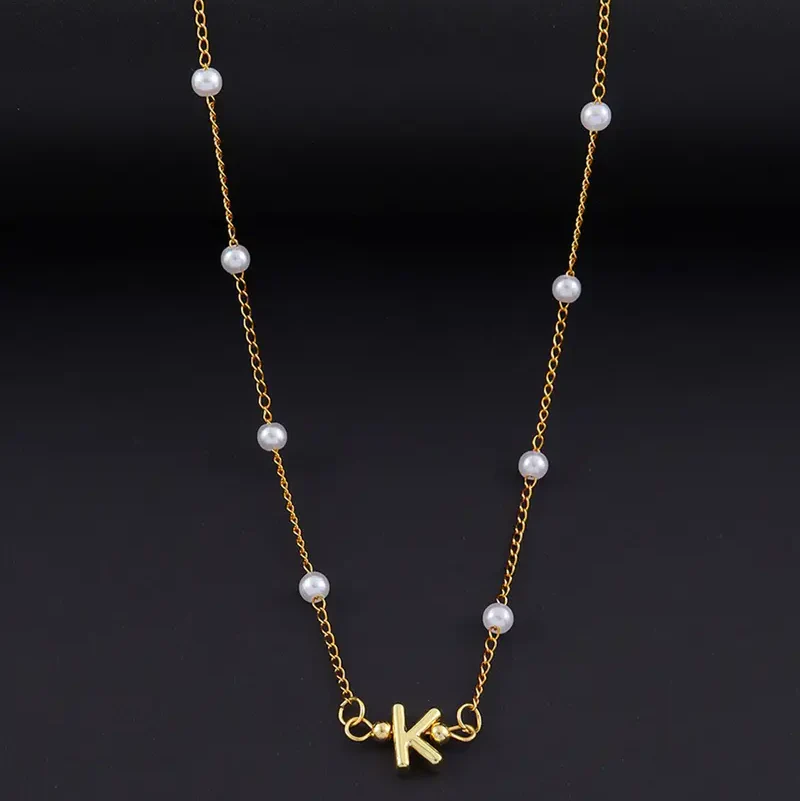 Elegant Pearl Letter Necklace - Image 3
