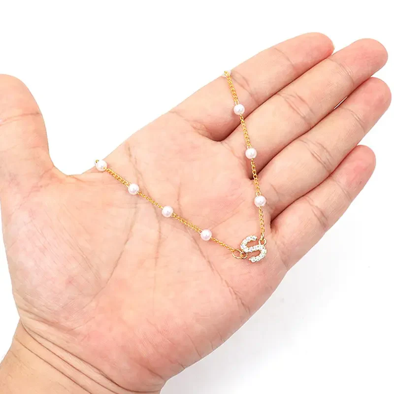 Elegant Pearl Letter Necklace - Image 4