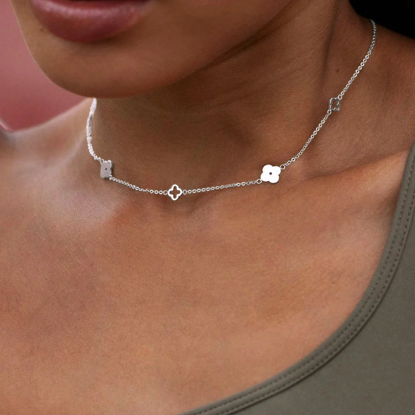 Four Leaf Clover Blossom Necklace - Image 2