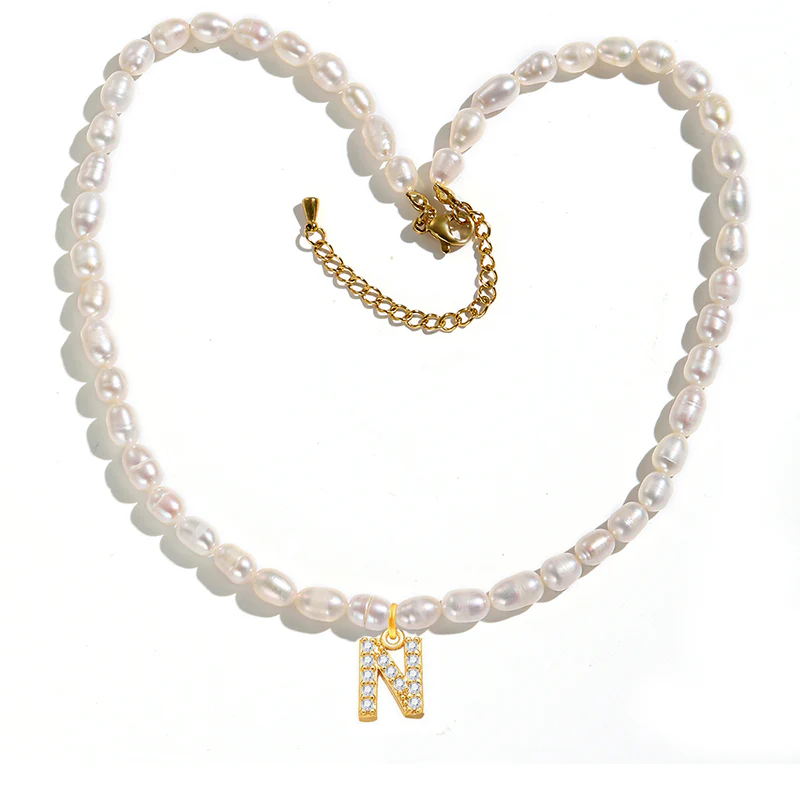 Freshwater Pearl Initial Pendant Necklace - Image 14
