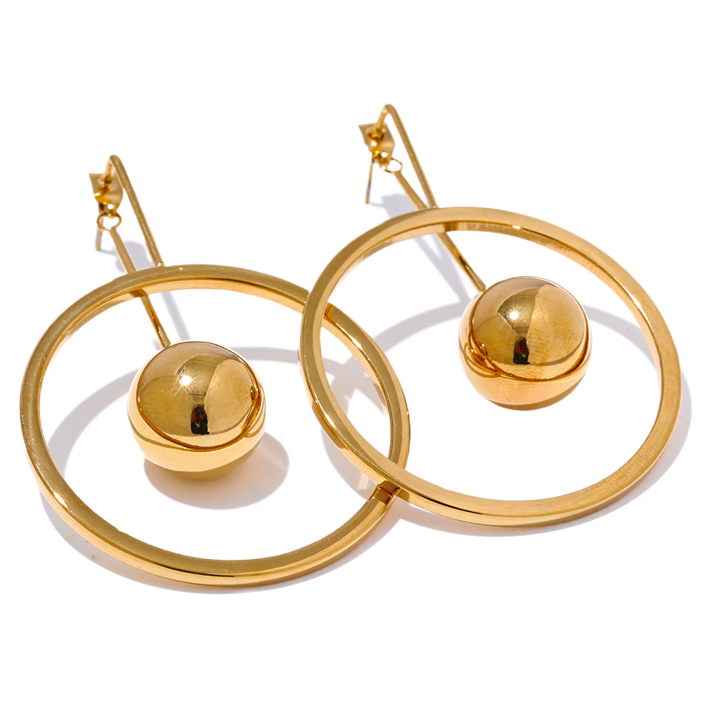 Geometric Sphere Drop Earrings - Image 2