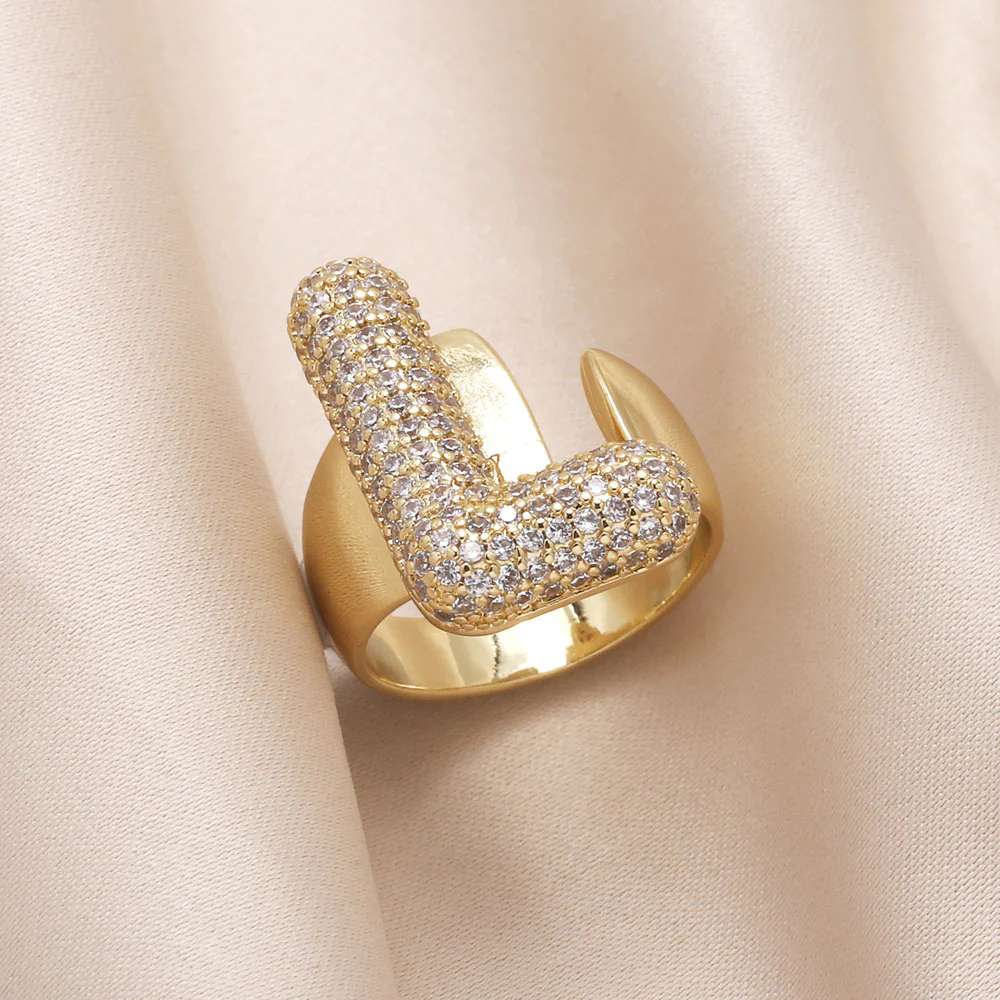 Gold Bubble Letter Initial Ring - Image 10