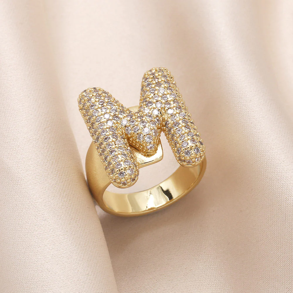 Gold Bubble Letter Initial Ring - Image 11