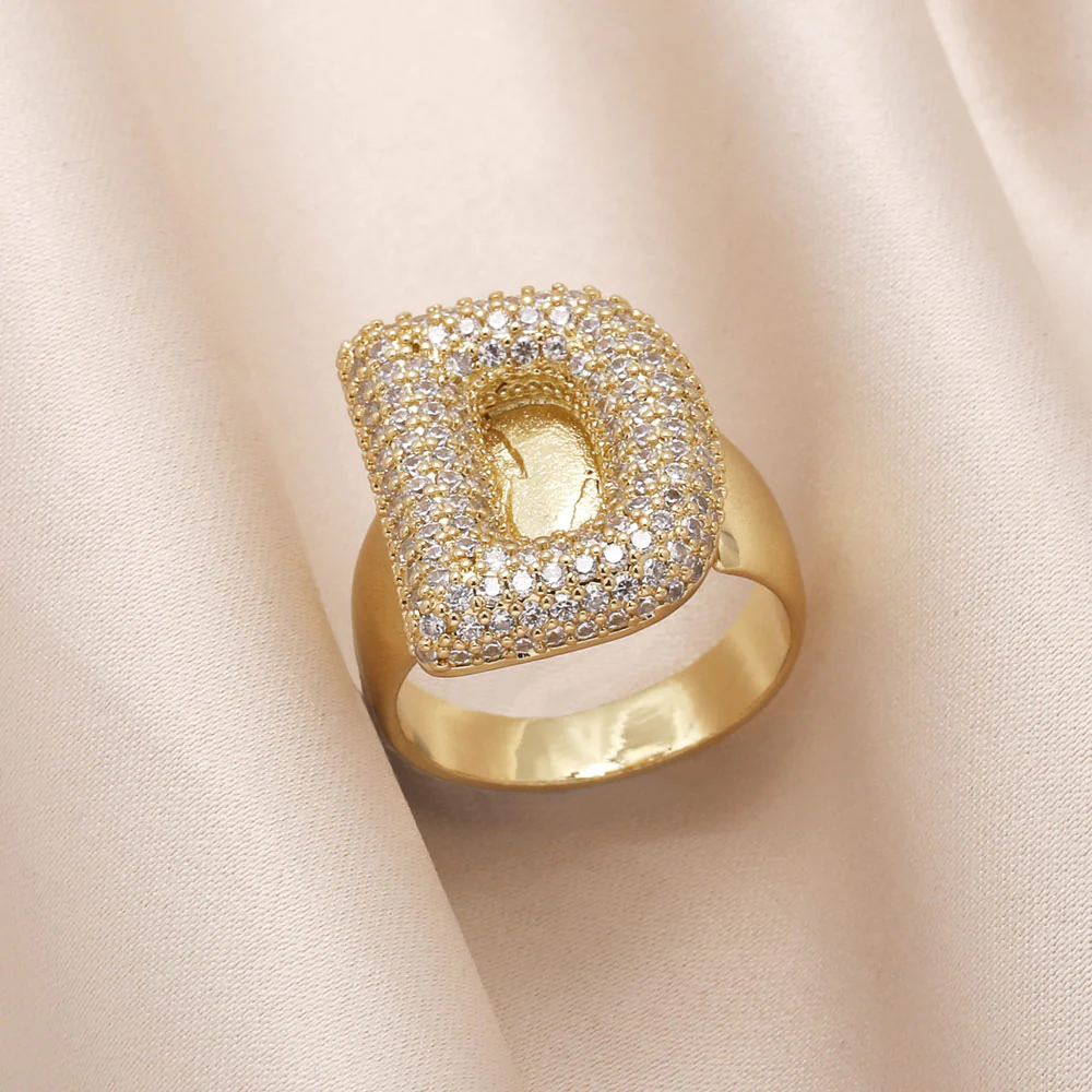 Gold Bubble Letter Initial Ring - Image 25