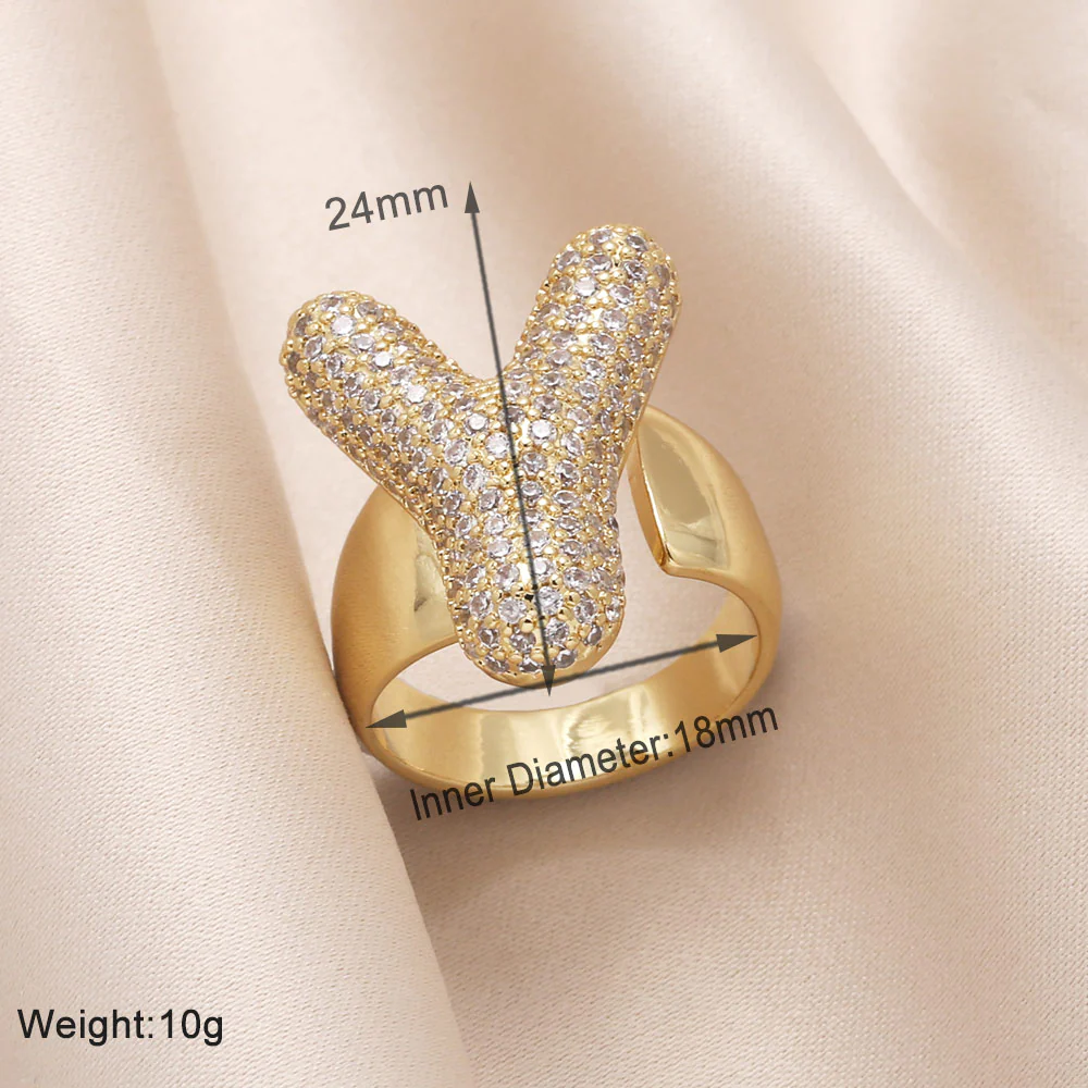 Gold Bubble Letter Initial Ring - Image 29