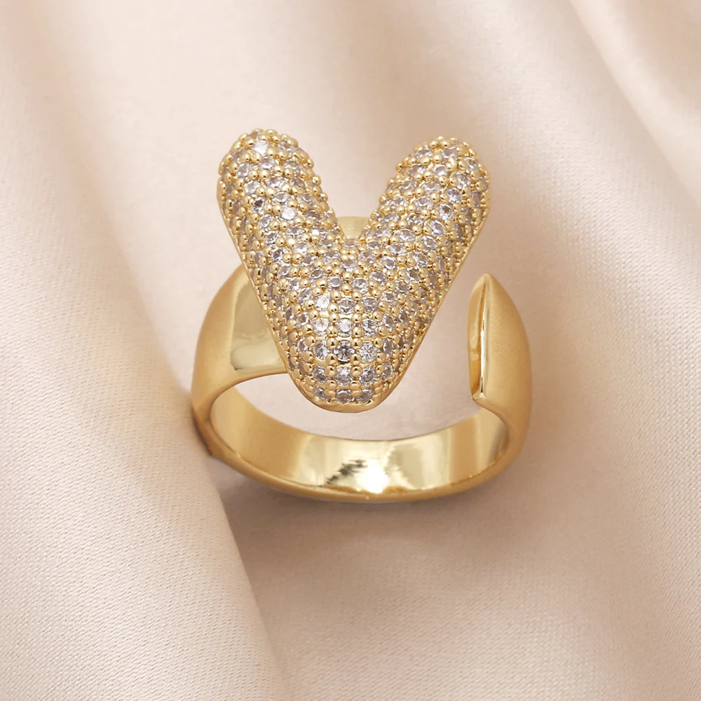 Gold Bubble Letter Initial Ring - Image 3