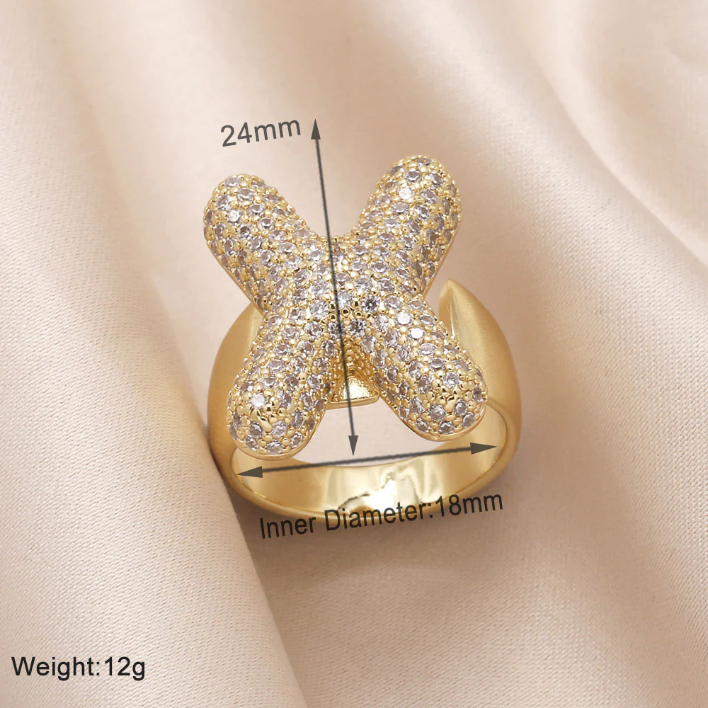 Gold Bubble Letter Initial Ring - Image 30