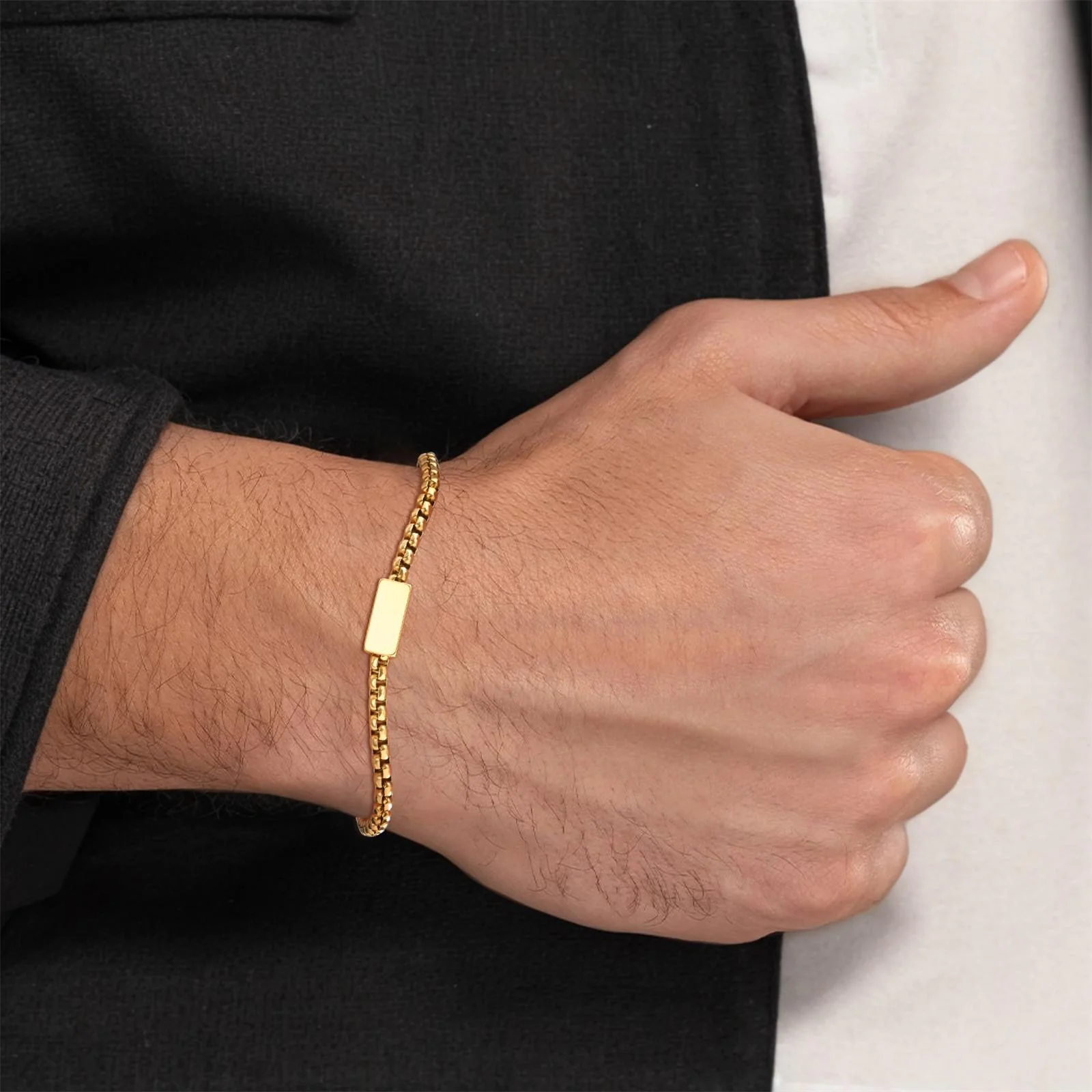 Gold Initial Box Chain Bracelet