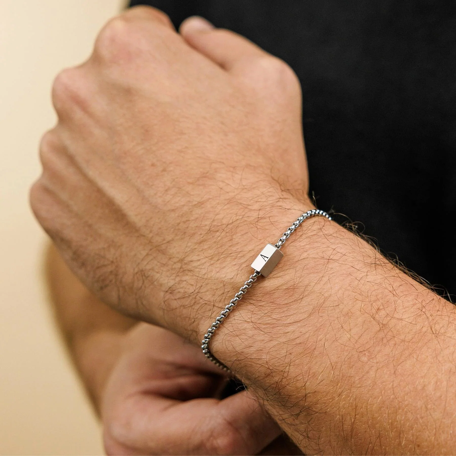 Gold Initial Box Chain Bracelet - Image 2