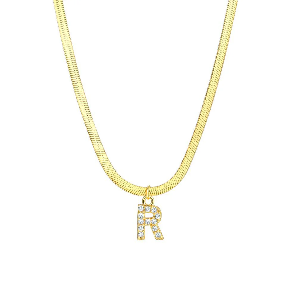 Gold Snake Chain Initial Necklace - Image 17