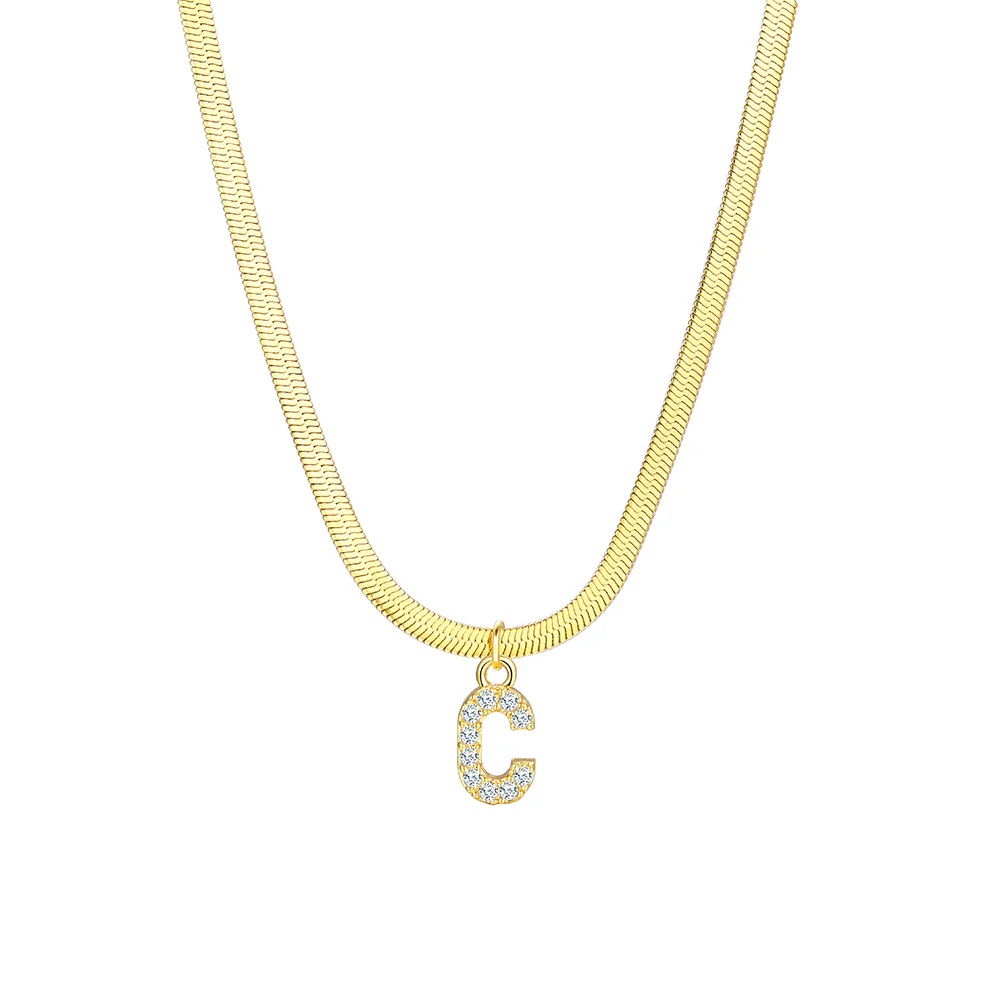 Gold Snake Chain Initial Necklace - Image 4