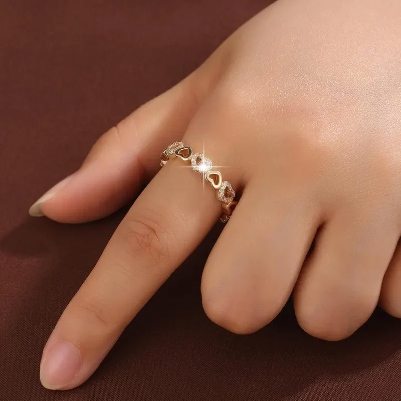 Hollow Heart Rhinestone Ring - Image 2