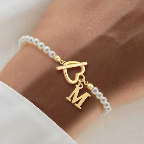 Initial Heart Toggle Bracelet - Image 3