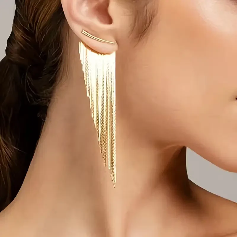 Irregular Tassel Drop Earrings - Image 3