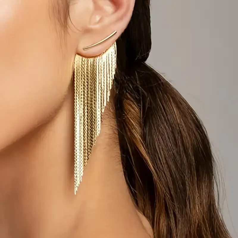 Irregular Tassel Drop Earrings - Image 4