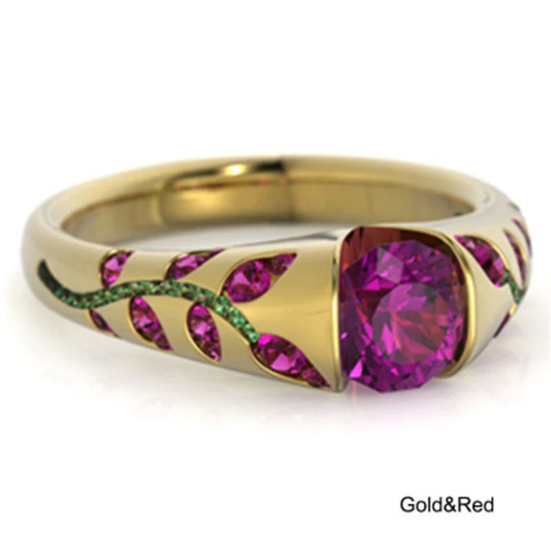 Leaf Vine Cutout Gemstone Ring - Image 4