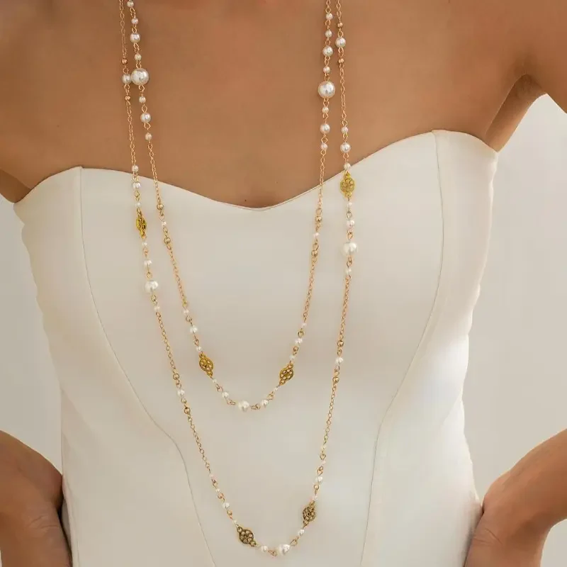 Long Layered Pearl Necklaces - Image 5