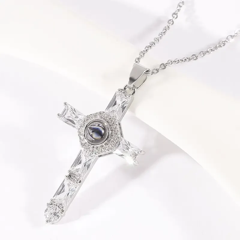 Lord's Prayer Cross Projection Necklace - Image 10