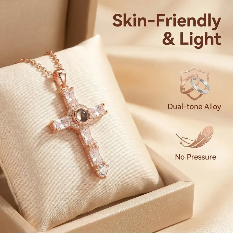 Lord's Prayer Cross Projection Necklace - Image 5