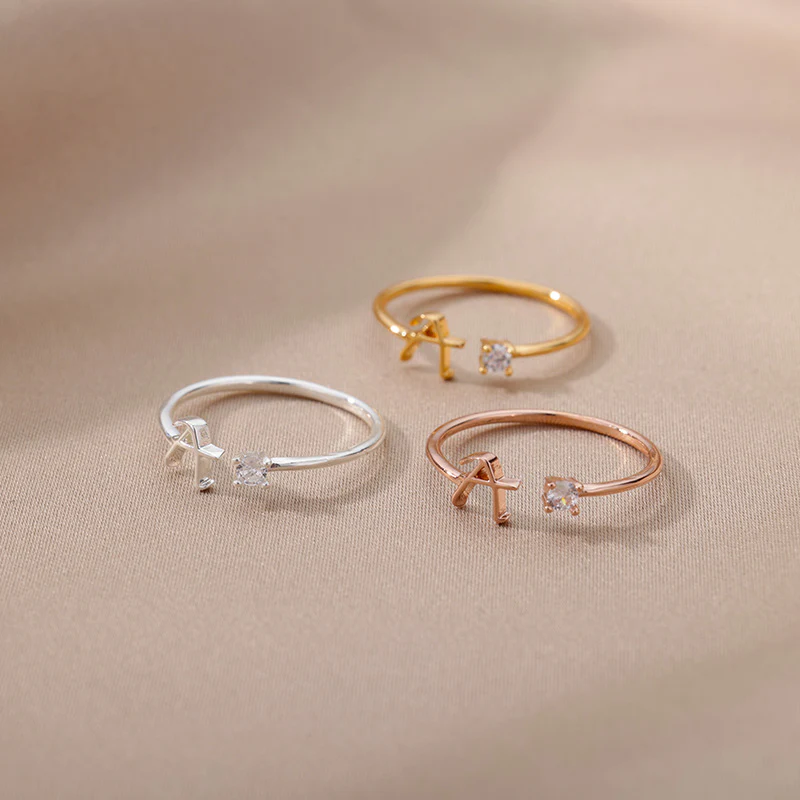 Mini Zircon Initial Ring - Image 28