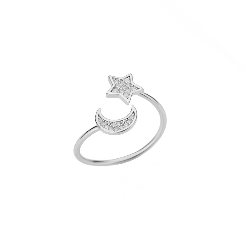 Moon & Star CZ Adjustable Ring - Image 2
