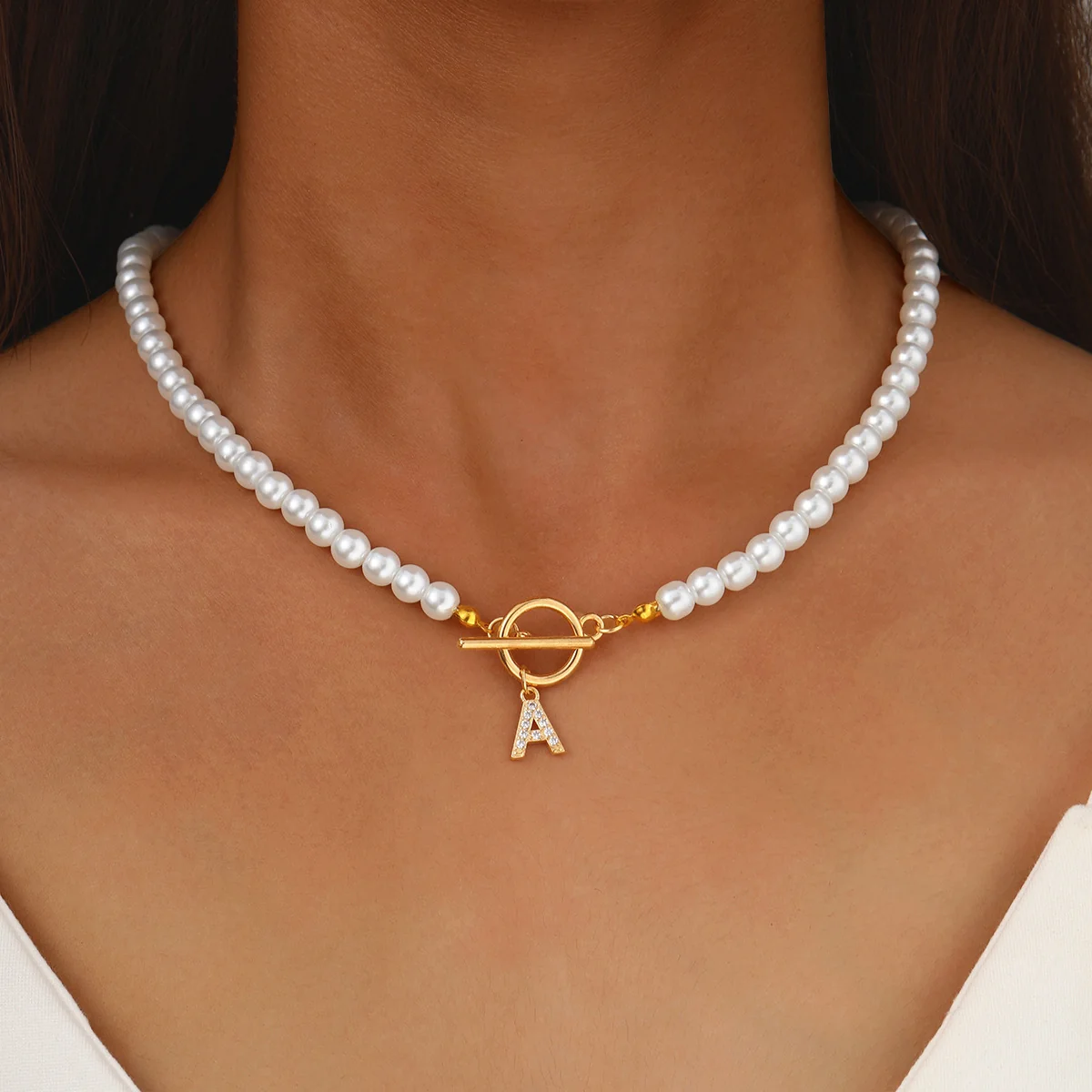 Pearl Initial Toggle Necklace - Image 15