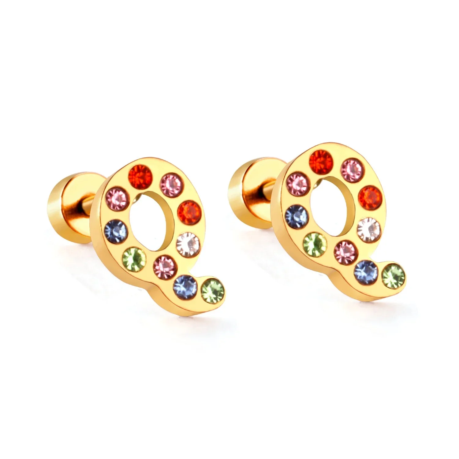 Rainbow Initial Letter Stud Earrings - Image 15
