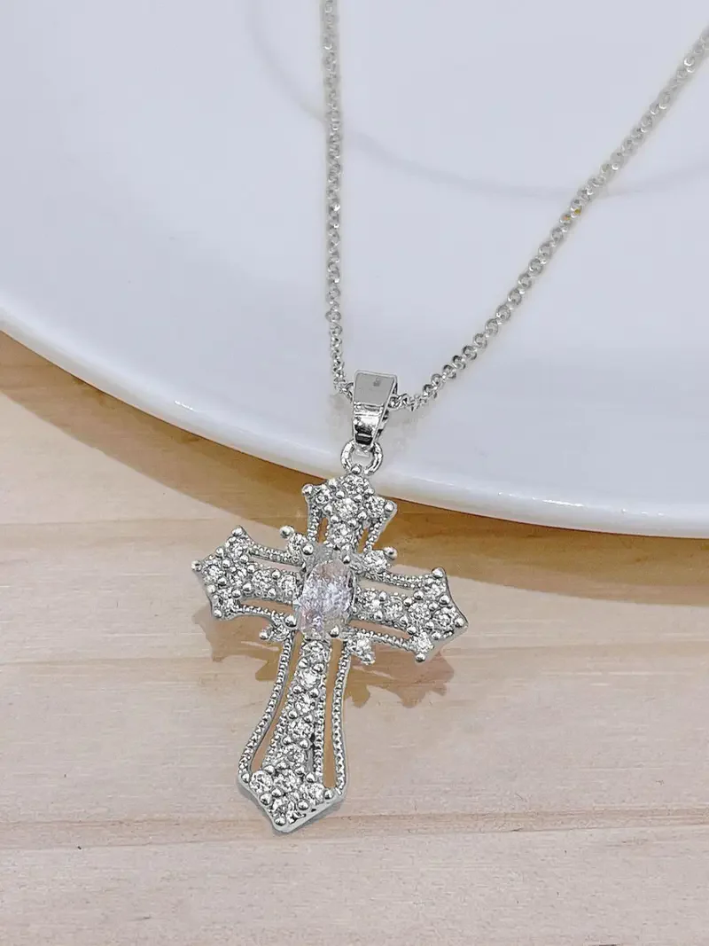 Rhinestone Cross Necklace - Image 2
