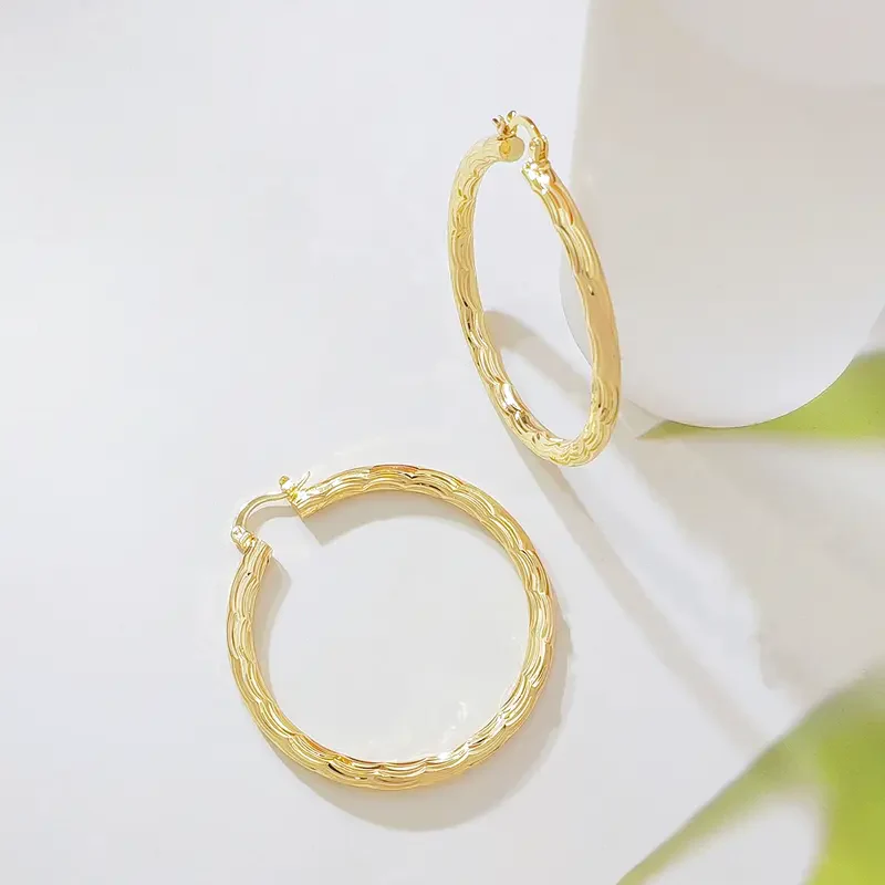 Textured Hoop Earrings - Image 3