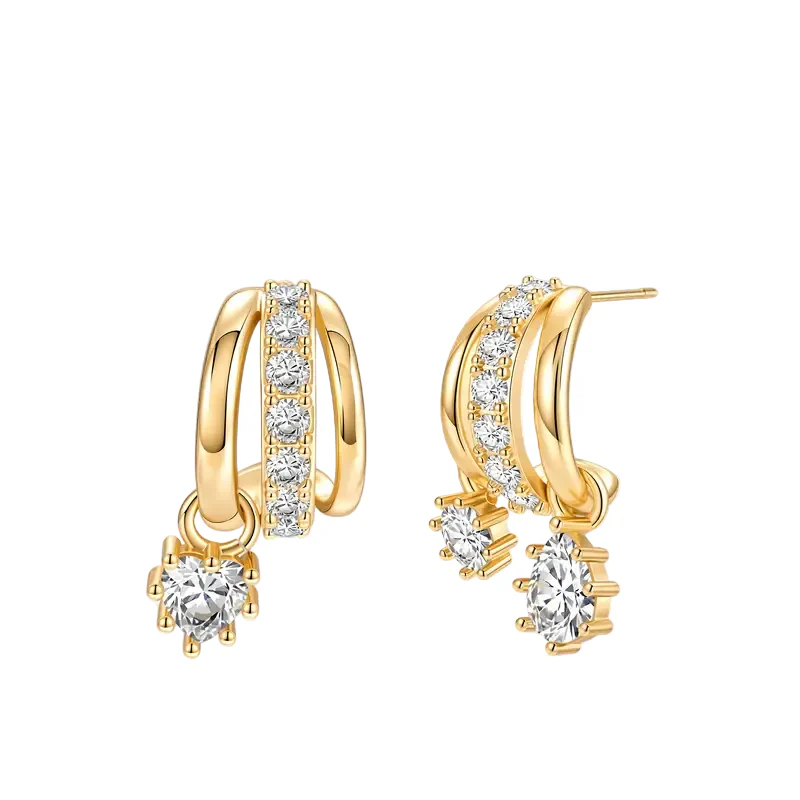 Three Tier Clip Earrings - Image 2