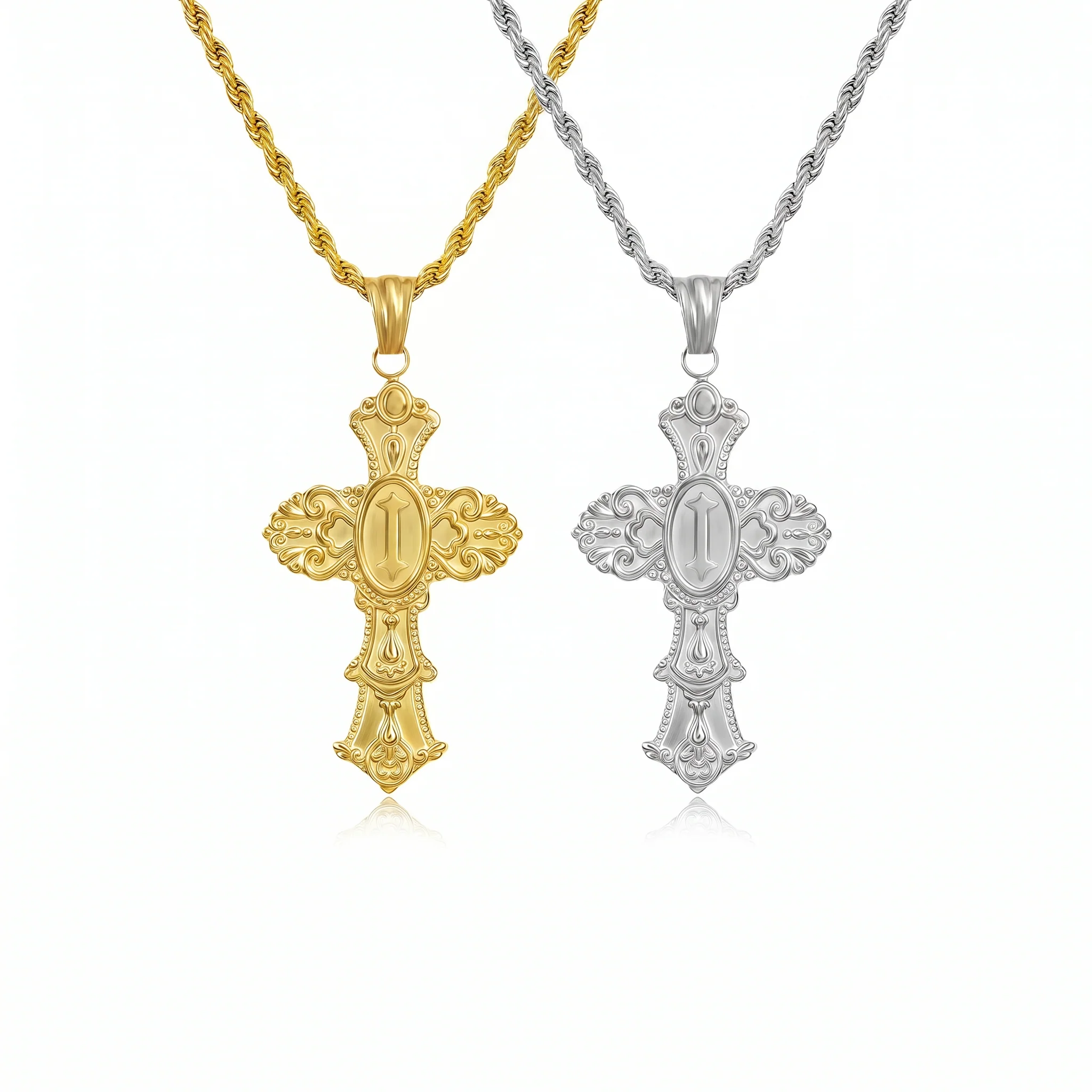 Vintage Cross Initial Necklace - Image 12