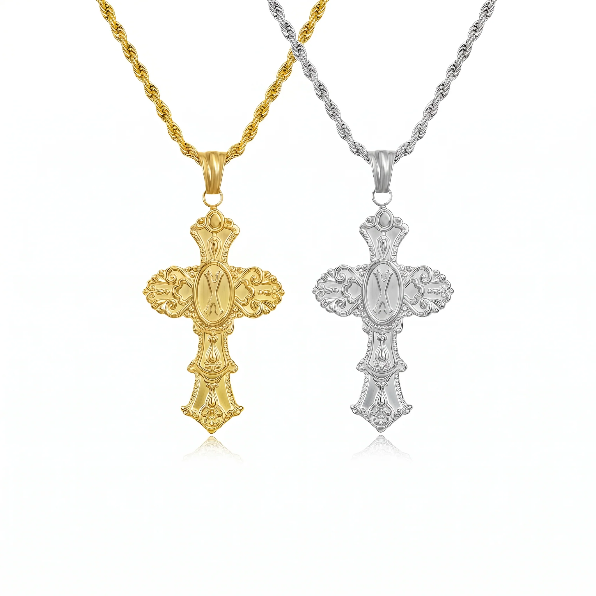 Vintage Cross Initial Necklace - Image 27