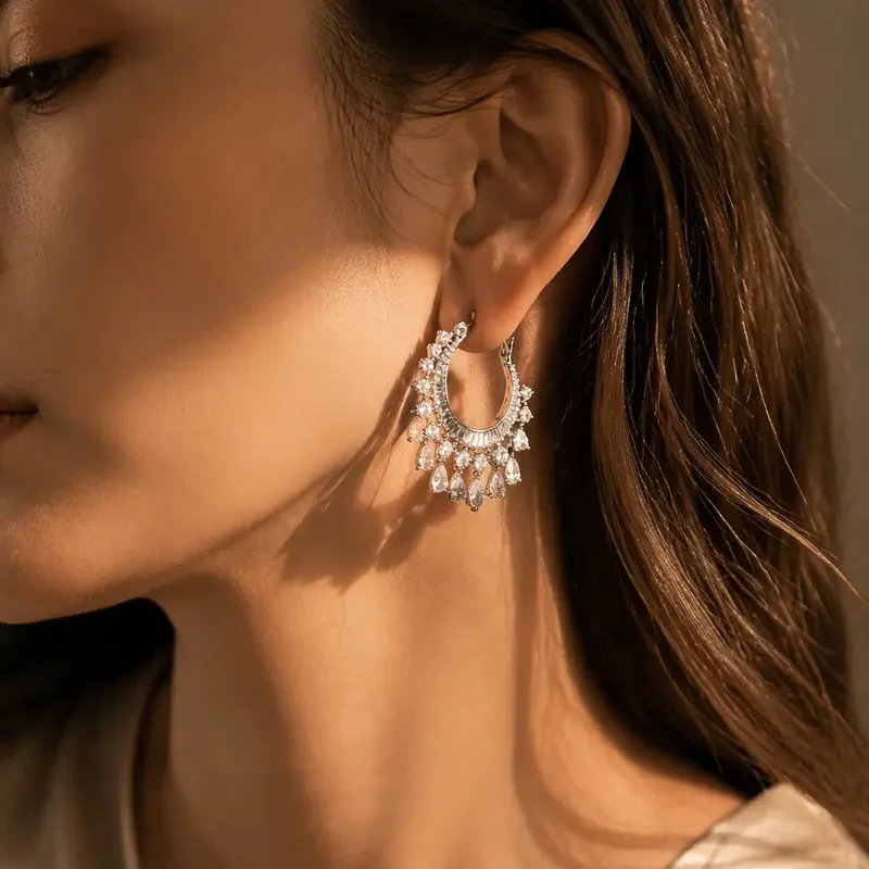 Water Drop Tassel Earrings - Image 2