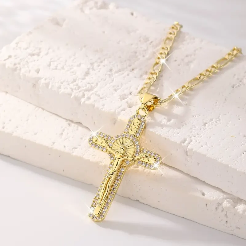 Zircon Jesus Crucifix Necklace - Image 3